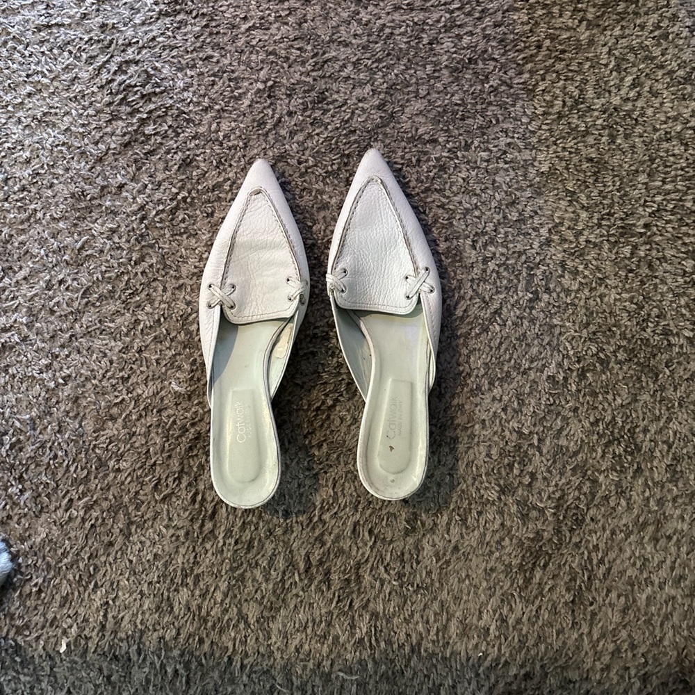 Coach White Flats with Pointed Toe and Cut-Out Design